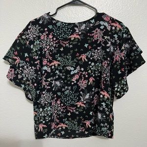 Bobeau black floral print shirt